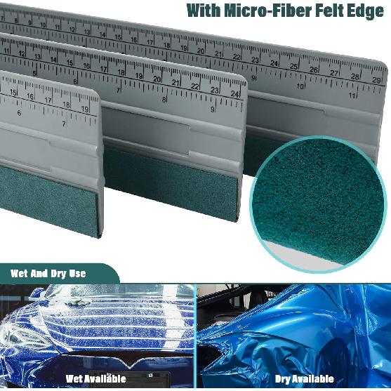 EHDIS Large Vinyl Squeegee Window Tint Tool 3PCS Big Size Felt Edge Wrap Scraper For Vinyl Graphic Decal Car Wrapping Applicator Wallpaper Smoothing