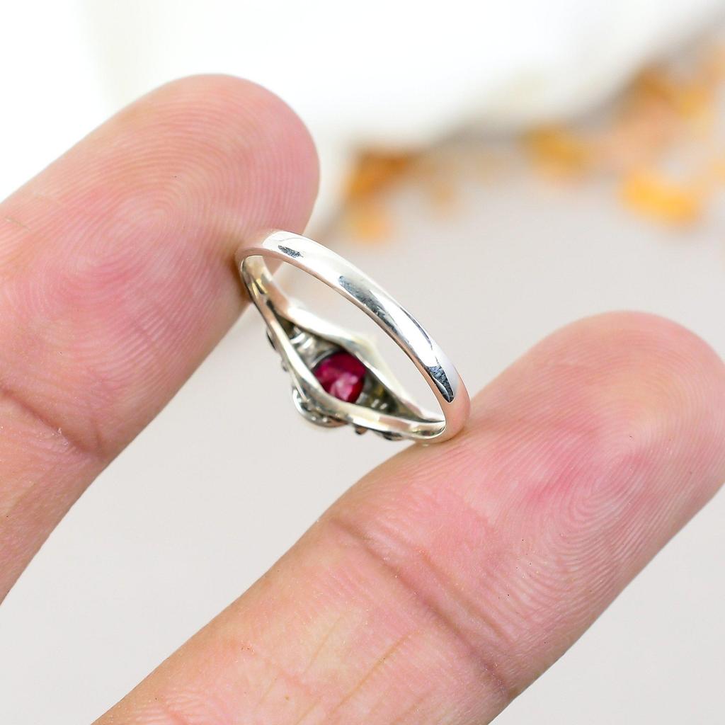 Кольцо из стерлингового серебра 925 пробы с индийским рубином