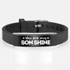 Вдохновляющие браслеты с гравировкой «Моему сыну», черные подвески из нержавеющей стали, регулируемый браслет, мужские ювелирные изделия, подарки для любви