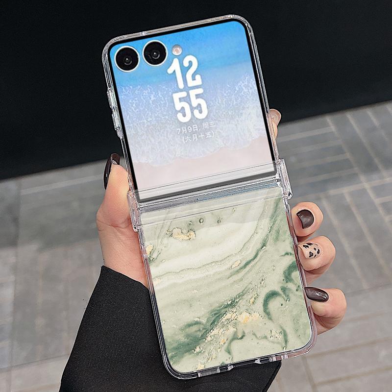 Магнитный чехол-книжка со шарниром для Samsung Z Flip 8 7 FE 6 5 4, составной, с мраморным рисунком, жесткая складная крышка для телефона для Galaxy Z Flip8 Flip7 Flip6