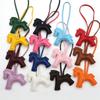 New Fashion Bag Accessories Horse Keychain With Strings Rope All-around PU Leather Tiny Horse Embellishment For Female Gift
