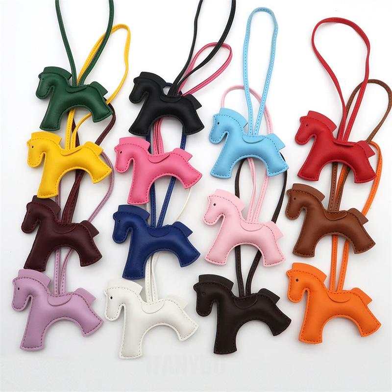 New Fashion Bag Accessories Horse Keychain With Strings Rope All-around PU Leather Tiny Horse Embellishment For Female Gift