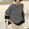 ZANZEA Women Casual Round Neck Loose 3/4 Sleeve Stripe Blouse
