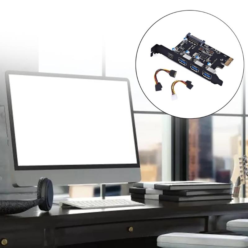 4-портовая PCI-E на 1x Type-C 3x Type-A USB3.0 4-портовая PCI-Express гостевая карта с внутренним 19-контактным разъемом