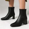 Мода 2025 Осень Высокие Каблуки Ботильоны Большой Размер Леопардовые Женские Сапоги Ретро Острый Носок Женская Обувь Ботильоны на Боковой Молнии Botas De Mujer