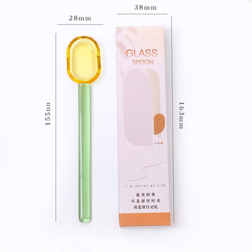 Цветная стеклянная кофейная ложка с длинной ручкой для мороженого, десерта, чая, молока, ложки для пикника, кухни, напитков, столовых приборов, изделий