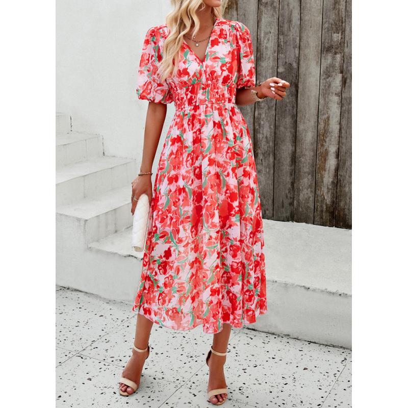 Женское винтажное длинное летнее платье с цветочным принтом, женское повседневное богемное пляжное платье, женский сарафан, женский