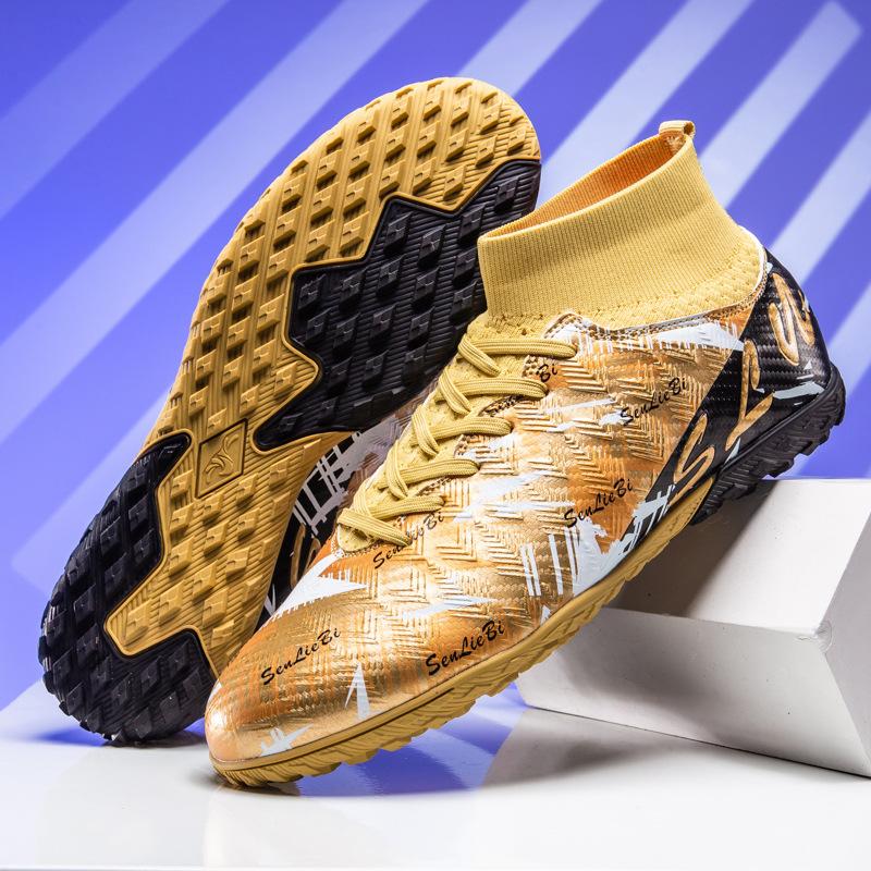 High-top broken nails football shoes boys and girls adult breathable non-slip training shoes long nails professional sports shoes