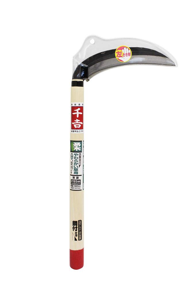 Серп Сенкичи тонкий однолезвийный стальной, для левой руки, для мягкой травы, 195 мм