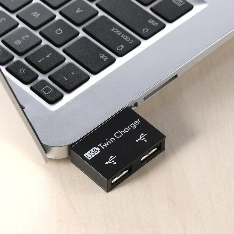 1 шт. USB-разветвитель 2.0, 1 штекер на 2 гнезда, USB-хаб, адаптер-конвертер для телефона, ноутбука, ПК, компьютерные аксессуары для зарядки