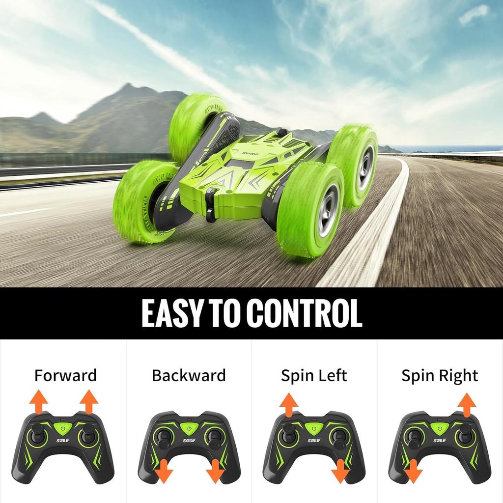 RC Stunt Car Toy Gift, 4WD Автомобиль с дистанционным управлением и 2-сторонним вращающимся на 360 градусов радиоуправляемым автомобилем для детей