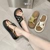 Muffin Thick-soled Pearl Slippers Women's Summer Wear New Summer Skirt Embroidery Versatile Beach Cool Slippers