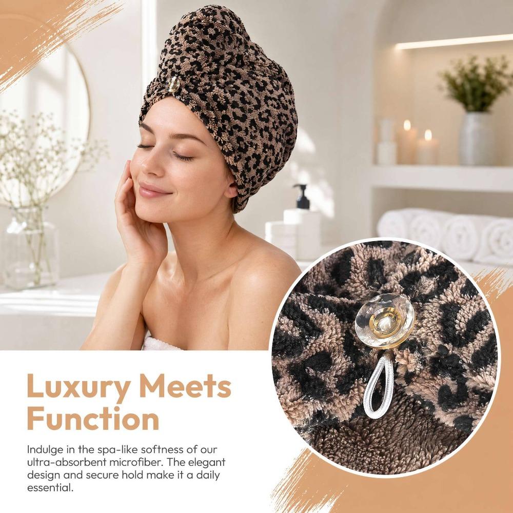 Absorbent Dry Hair Caps Leopard Print Dry Hair Towel New Hair Drying Cap Hair