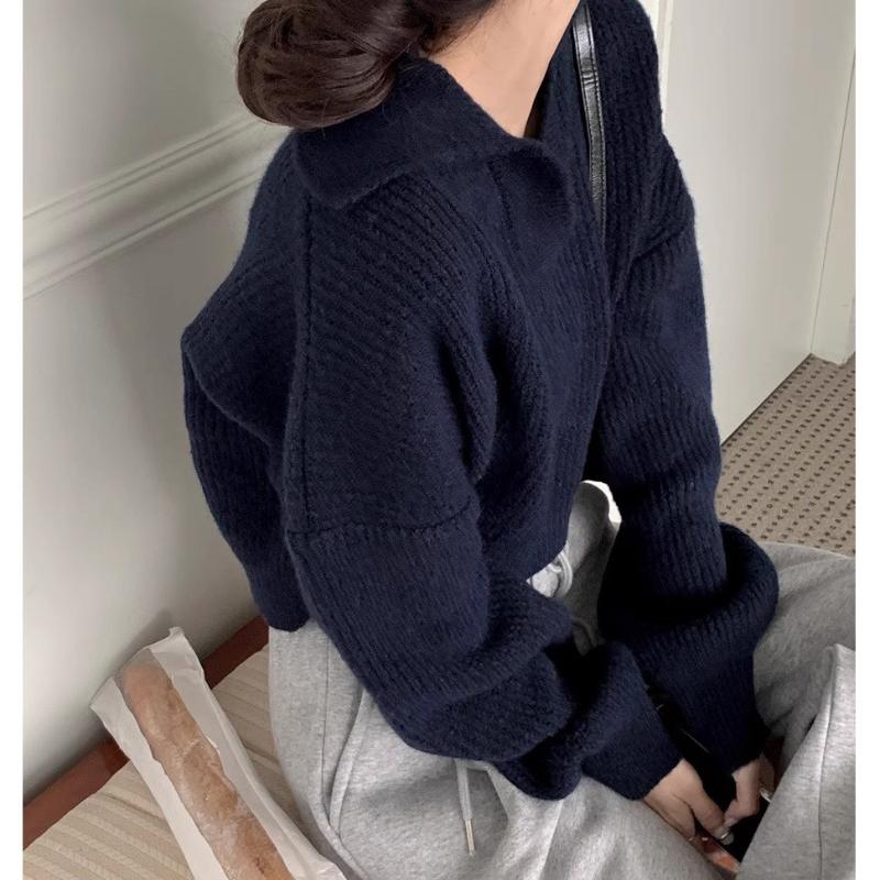 Autumn and Winter Loose Casual Knitted Sweater for Women Fashion Long Sleeve Elegant Pullover Women's Sweaters Vintage Solid Female Knitwear 24819