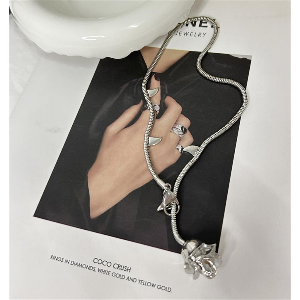 Tooxika Металлическое колье-подвеска в виде цветка розы с шипами, личность, темперамент, холодный ветер, цепочка для ключицы, женское