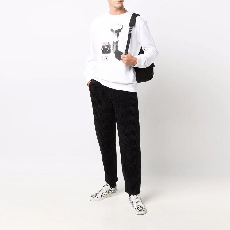 Armani Exchange FW21 Хлопковая толстовка с круглым вырезом и принтом винтов Мужская толстовка 6KZMAW-ZJ6RZ-1100