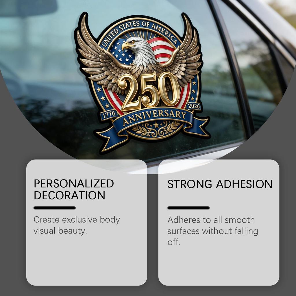 Американский Ретро Орел Флаг 250-летие Автомобильная Наклейка на Окно - Креативная, Портативная, Декоративная Наклейка