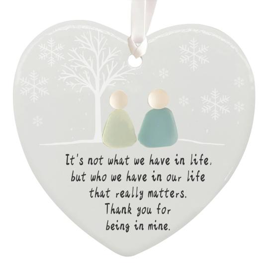 Heart-Shaped Sea Glass Friendship Decor Ceramic Heart Ornament Friendship Keepsake Sea Glass Art Christmas Tree Hanging Ornament for Best Friends