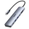 7-в-1 USB-C концентратор BENFEI (HDMI 4K@60 Гц, 2 x USB-A, Порт данных USB-C, Зарядка 100 Вт, Картридер SD/TF). Оснащен силиконовым кабелем без запутывания и является ком