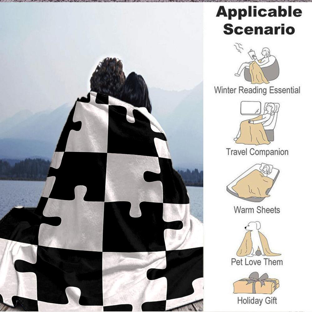 1pc Puzzle Pieces Blanket Warm, Cozy, And Soft, Suitable for Sofas, Beds, Cars, And Office Use.Perfect for Camping And Travel, Making It a Great Gift