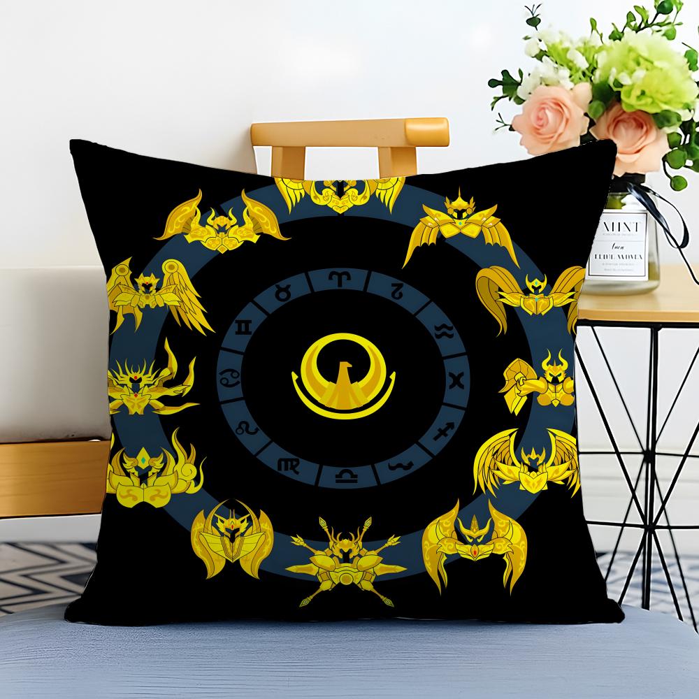 Heroic Mythological Warriors GGold Saint Cushion Cover Washable Linen Pillowcase Soft for Sofa Bed Cozy Home Room Decor