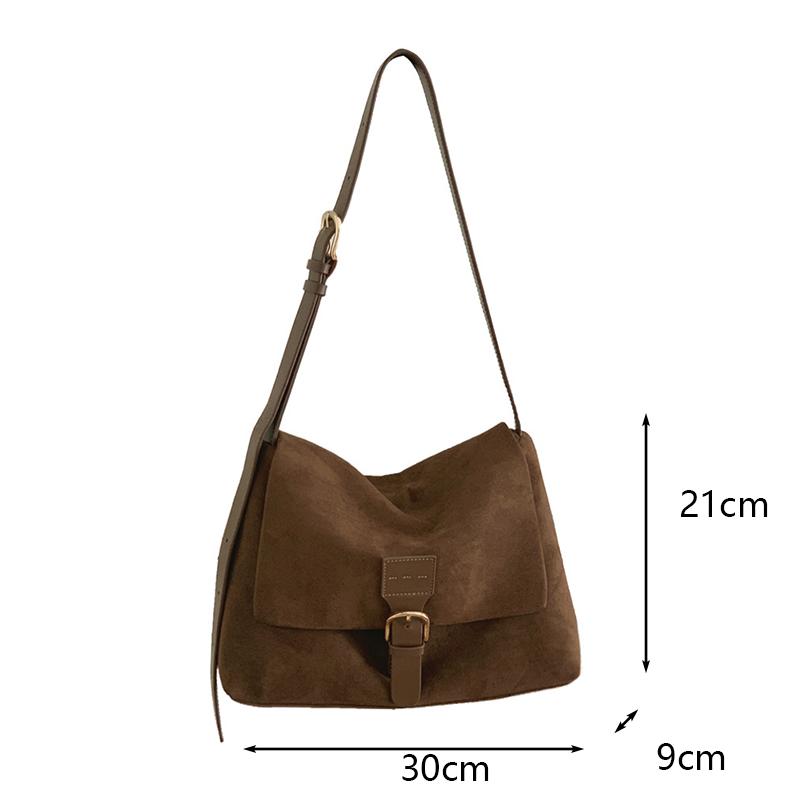 Velvet Messenger Bag Women's Fashion New High Capacity Commuter Bag Simple Versatile Solid Color Suede Shoulder Crossbody Bag