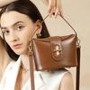 Urban Simplicity Genuine Leather Women's Bag Crossbody Bag Women's Bag Niche High-end Capsule Lock Bag