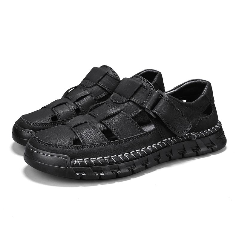 Модные мужские сандалии Кожаные дышащие мужские повседневные туфли Летние нескользящие классические римские сандалии Шлепанцы Клоги Уличная обувь для ходьбы