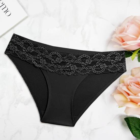 Женские трусики с ажурным кружевом и низкой талией, бесшовные, однотонные, с хорошей воздухопроницаемостью, тонкие