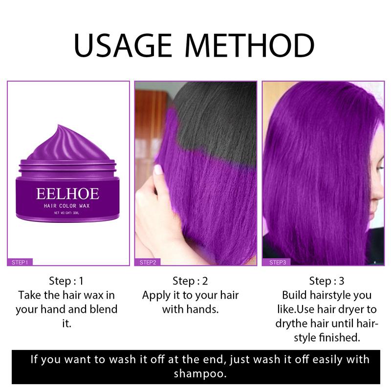 EELHOE Temporary Hair Wax 6 Color Colorful Hair Wax Clay Natural Color Non-toxic Harmless One-time Easy Dyeing
