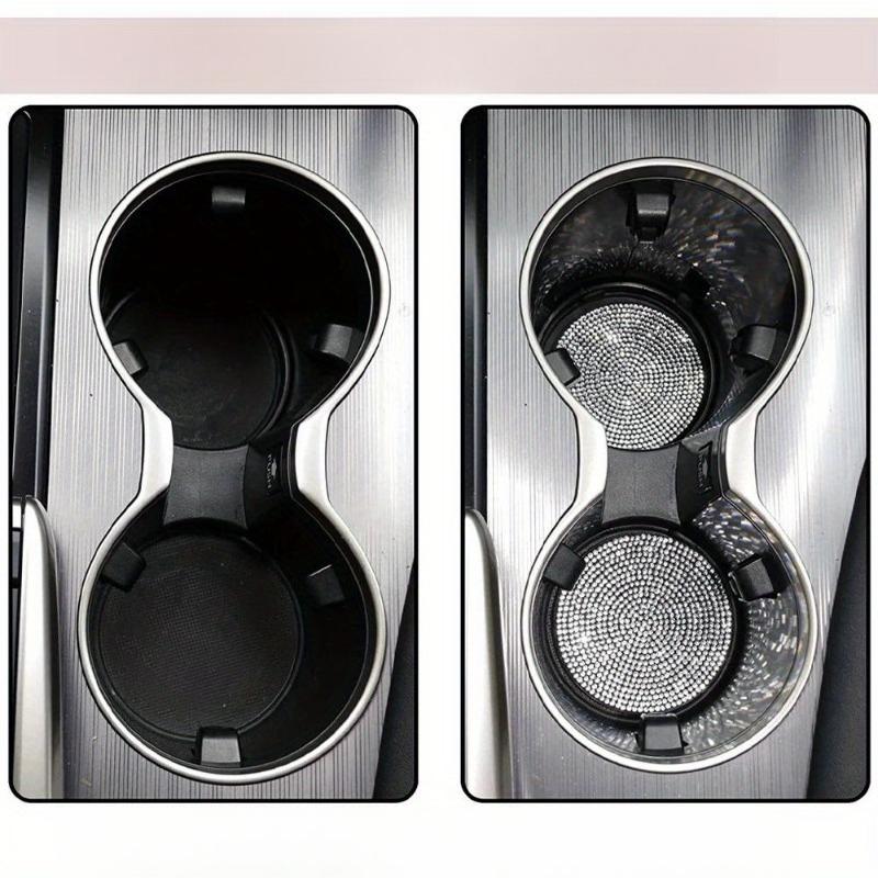 Diamond Car Coaster Water Cup Slot Non-Slip Mat Silica Gel Pad Cup Holder Mat Gadget Bling Waterproof Car Interior Accessories