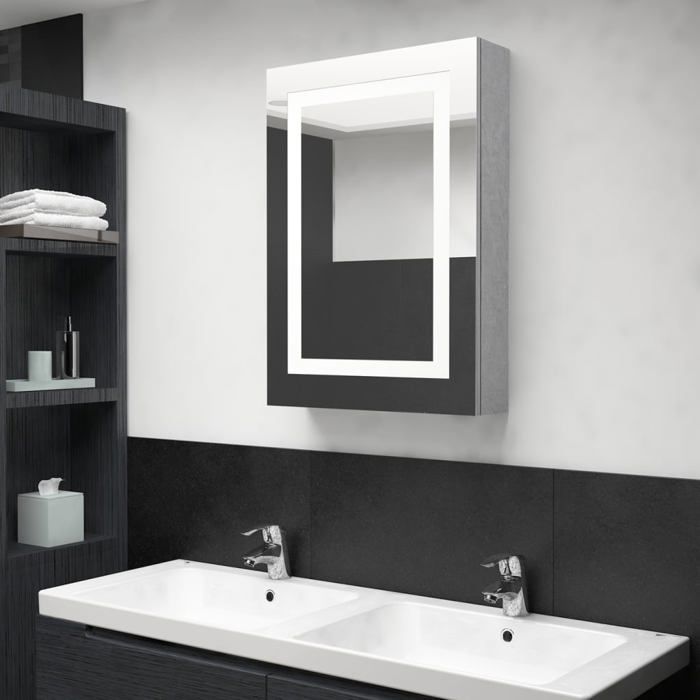 VidaXL Bathroom Cabinet with LED Mirror Concrete Grey 50x13x70 Cm 326488