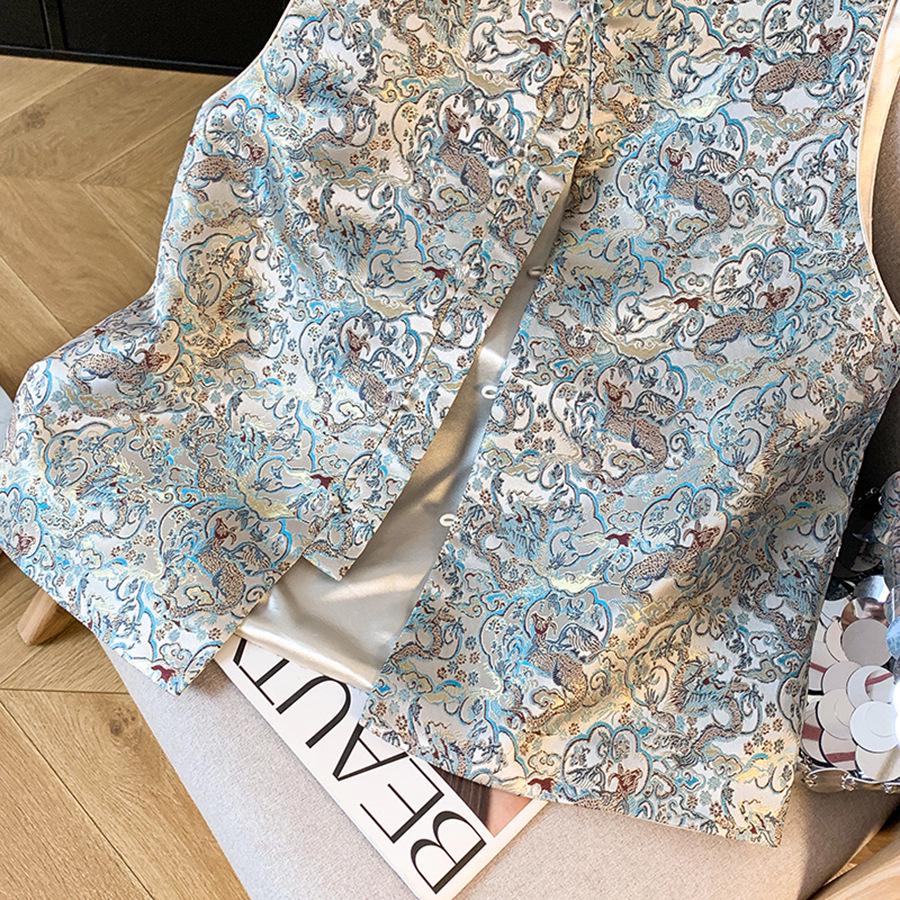 Элегантный жаккардовый жилет в китайском стиле - Новый женский безрукавный костюм Тан на весну/осень