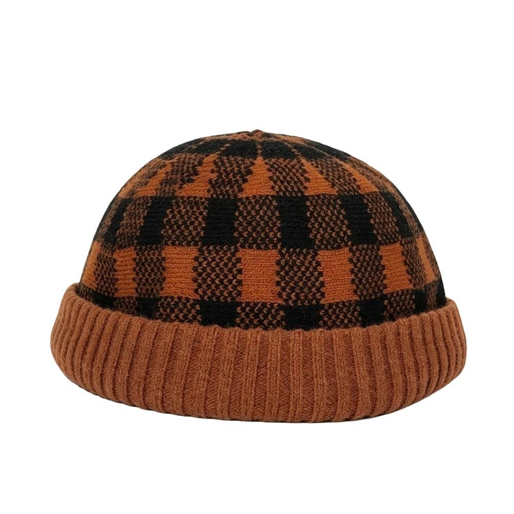 Polka Dot Melon Skin Hat Brimless Painter Hat Personalized Knitted Beanies Cap  Men