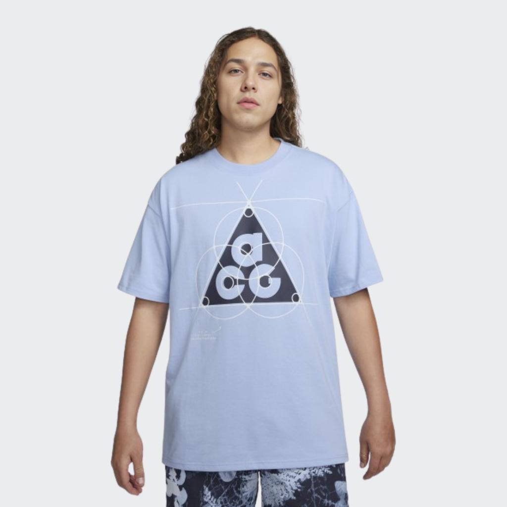 Nike Acg Leyline Graphic Print Short Sleeve Crewneck T-Shirt Men Tops Hyper-Cobalt-Blue FB8120-479