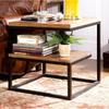 Vintage American Rustic Iron Coffee Table with Solid Wood, Side Table for Living Room, Sofa, or Writing Desk.