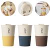Кружка для кофе 400 мл с крышками, из пшеничной соломы, силиконовая, бутылка для молока, чая, для путешествий, многоразовая, портативная, чашка для сока, можно мыть в посудомоечной машине, кружка для кофе