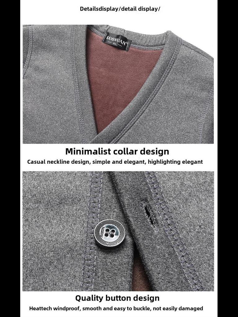 Мужской зимний хлопковый жилет больших размеров - утолщенный бархатный жилет для людей среднего и пожилого возраста