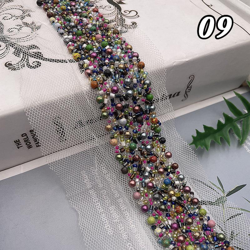 Кружевная лента с бисером Кружевная ткань Отделка бахромой из бисера Вышитая отделка воротника Африканская кружевная ткань Шитье DIY поделки