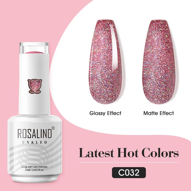 ROSALIND 15ml Shiny Stylish Gel Nail Polish Soak Off Pure Color LED/UV Lamp Nail Gel Bright For Nail Art Design 40 Colors