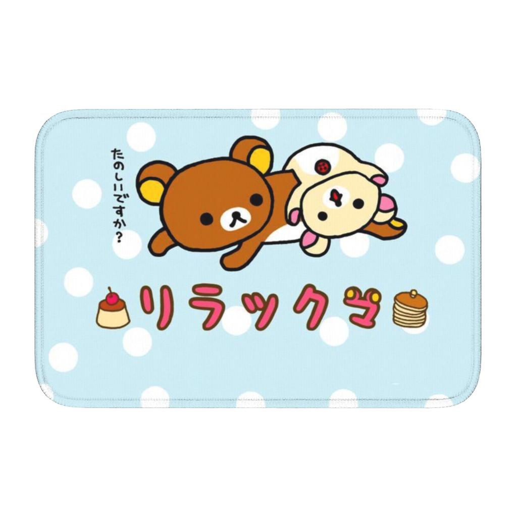 Индивидуальный мультяшный коврик для двери Rilakkuma, нескользящий, для прихожей, входа, приветственный, для кухни, ванной, пола, двери, туалета, гостиной, ковер