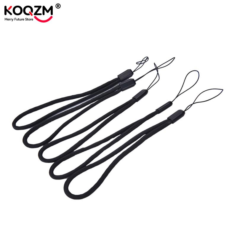 5pcs Nylon Hand Wrist Strap Lanyard For Camera Cell Phone For IPod USB Mp3 Mp4 Camera String Strap Black
