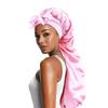 Women Long Oversized Elastic Satin Bonnet Sleeping Cap With Ribbon Breathable Sleeping Cap Turban Sleep Headwear Bandanas