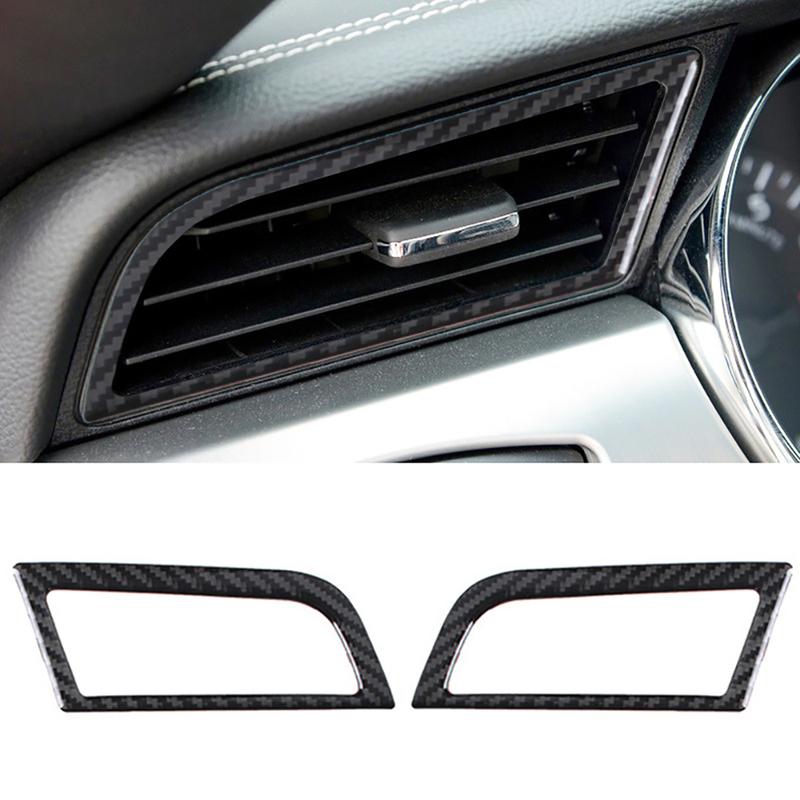 2pcs For Ford Mustang 2015 2016 2017 2018 ABS Carbon Fiber look Car Interior Dashboard Air Vent Cover Trims