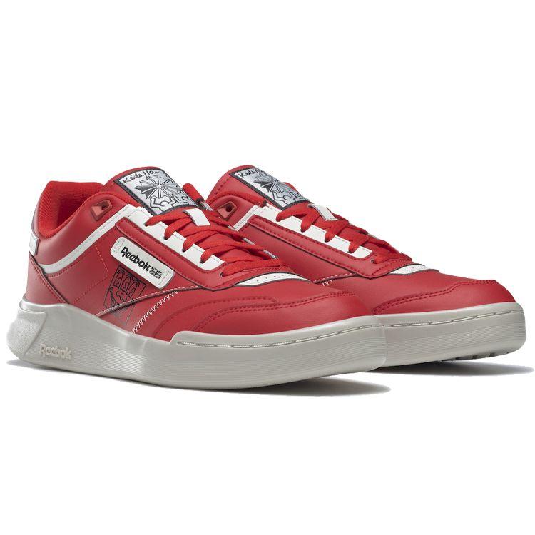 Keith Haring x Reebok Club C Legacy Трехглазая улыбающаяся рожица Унисекс Кроссовки Красный Инстинкт-Красный Мел GZ1459