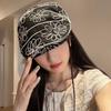 New flower embroidery forward hat children's summer big head circumference beret retro face little painter hat tide