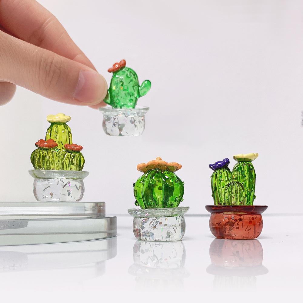 2/3/4PCS Cactus Figurines Ornaments Desktop Craft Car Inner Ornaments Adornment Creative Cute Miniature Plant For Home Decor