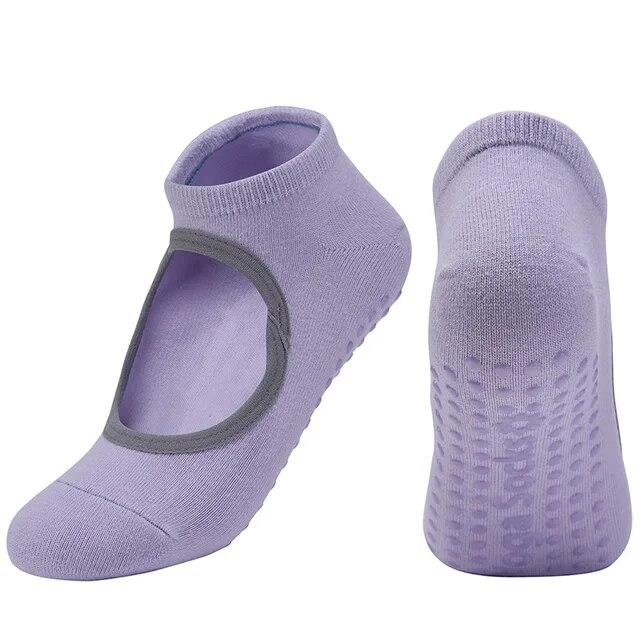 Breathable Anti-friction Women Yoga Socks Silicone Non Slip Pilates Barre Breathable Sports Dance Socks Slippers With Grips