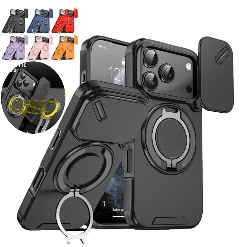 Прочный ударопрочный бронированный чехол для телефона для iphone 17 Pro Max 5G iphone17 Air 17Pro Защита объектива Магнитное кольцо-подставка для автомобиля Чехол