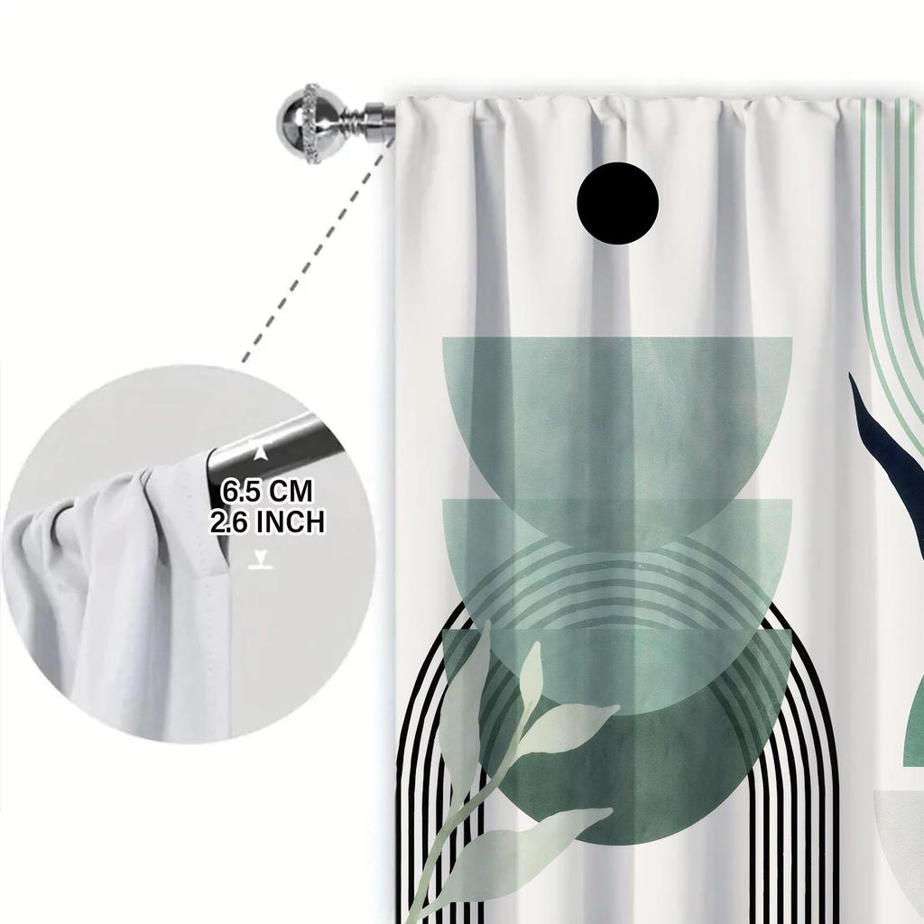 2 Панели Нордические Минималистичные Растительные Геометрические Шторы   Универсальный Дизайн Подходит для Любого Стиля   Создание Спокойного Жилого Пространства